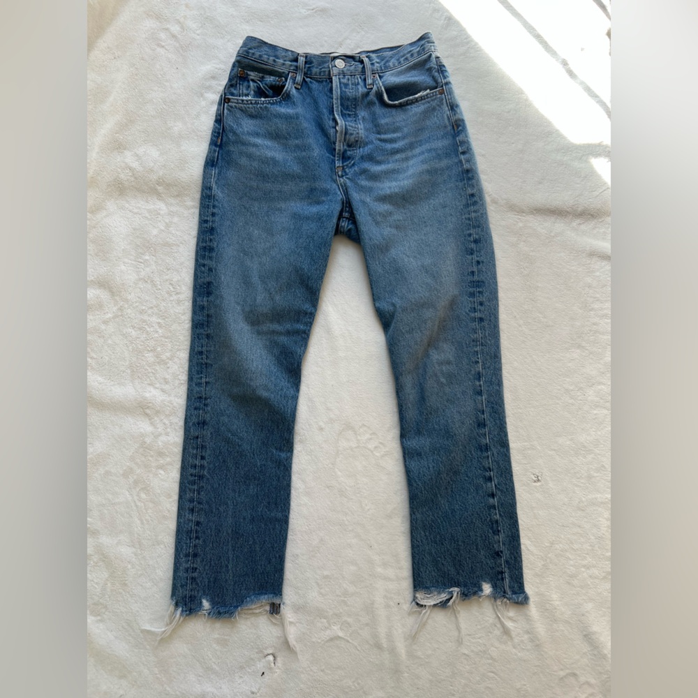 AGOLDE Riley High Rise Straight Leg Raw Hem Denim - Size 26